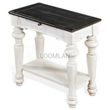 13" Narrow White and Distressed Black Wood Accent End Table Side Tables LOOMLAN By Sunny D