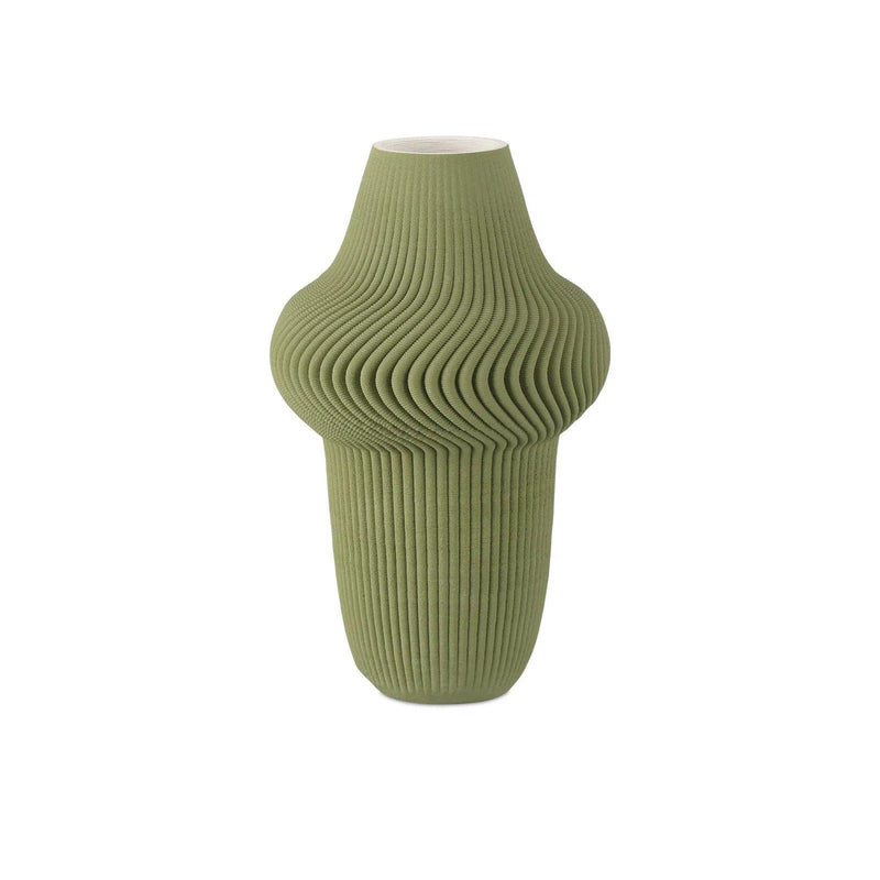 14.25 in. Plisse Porcelain Green Vase Vases & Jars LOOMLAN By Currey & Co