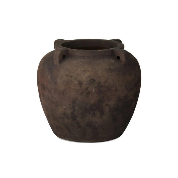 15.75 in. Ophelia Terracotta Vintage Chocolate Brown Planter Outdoor Planters LOOMLAN By Currey & Co