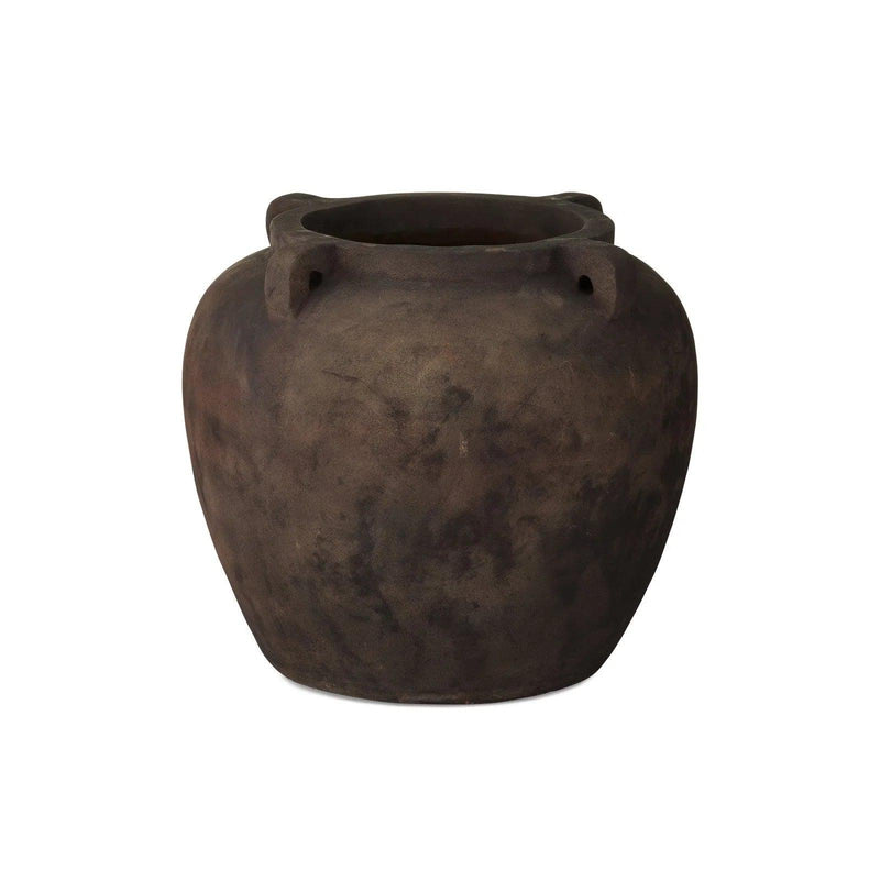 15.75 in. Ophelia Terracotta Vintage Chocolate Brown Planter Outdoor Planters LOOMLAN By Currey & Co