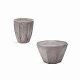 15" Octagon Round Concrete Grey Accent Side Table Side Tables LOOMLAN By Bassett Mirror