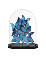 16.25 in. Rue de Bac Wood and Glass Blue Butterflies Sculpture Statues & Sculptures LOOMLAN By Currey & Co