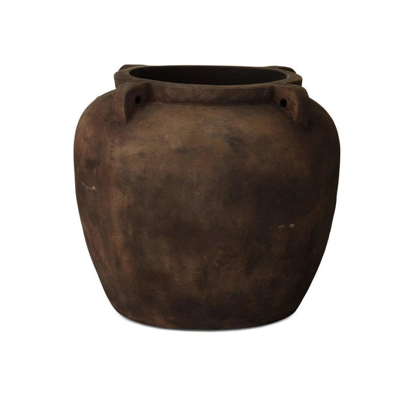 18.5 in. Ophelia Terracotta Vintage Chocolate Brown Planter Outdoor Planters LOOMLAN By Currey & Co