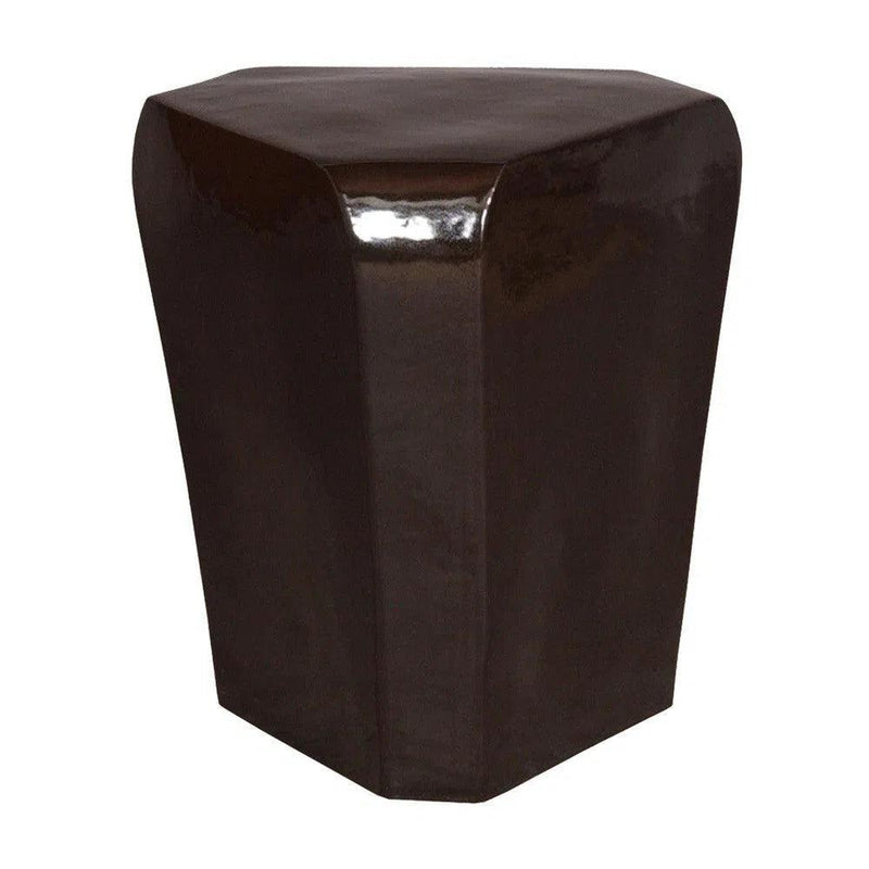 18.5 in. Triangle Ceramic Outdoor Garden Stool Outdoor Stools LOOMLAN By Emissary