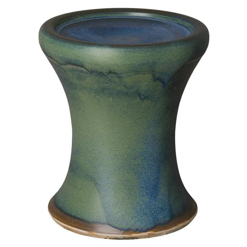 18 in. Berta Verdigris Ceramic Garden Stool Outdoor Stools LOOMLAN By Emissary