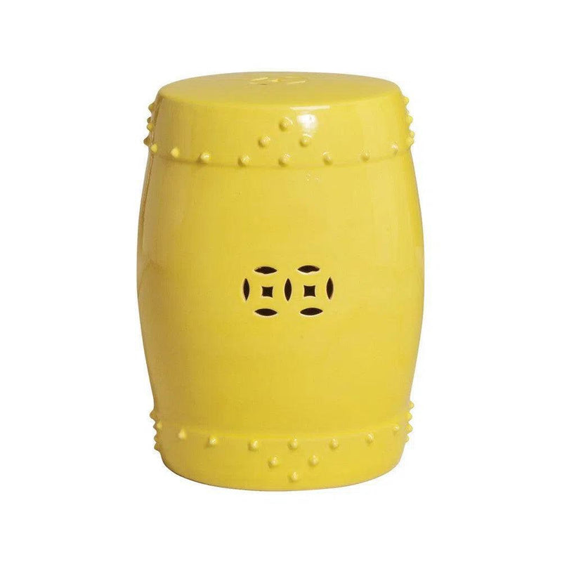 18 in. Drum Ceramic Outdoor Garden Stool Outdoor Stools LOOMLAN By Emissary