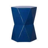 18 in. Matrix Hexagon Ceramic Outdoor Garden Stool Outdoor Stools LOOMLAN By Emissary