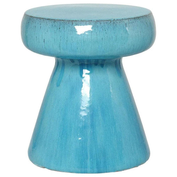 18 in. Mushroom Ceramic Outdoor Garden Stool Outdoor Stools LOOMLAN By Emissary