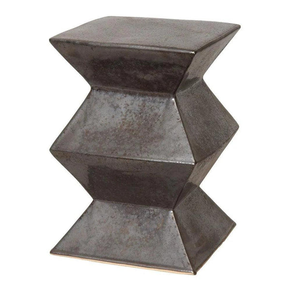 18 in. Zigzag Outdoor Decorative Garden Stool Outdoor Stools LOOMLAN By Emissary