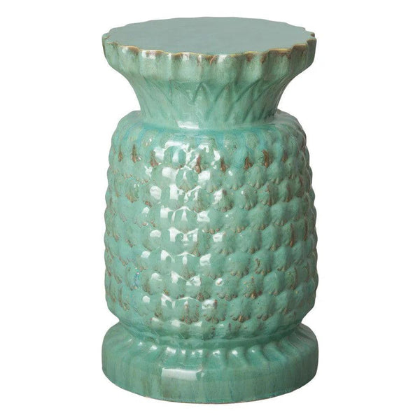 19 in. Large Pineapple Ceramic Outdoor Garden Stool Outdoor Stools LOOMLAN By Emissary