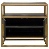 2-Door End Table in Dark Brown With Gold Metal Frame Nightstands LOOMLAN By Diamond Sofa