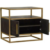 2-Door End Table in Dark Brown With Gold Metal Frame Nightstands LOOMLAN By Diamond Sofa