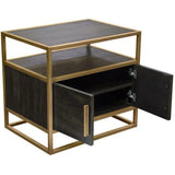 2-Door End Table in Dark Brown With Gold Metal Frame Nightstands LOOMLAN By Diamond Sofa