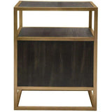 2-Door End Table in Dark Brown With Gold Metal Frame Nightstands LOOMLAN By Diamond Sofa