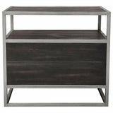 2-Door End Table in Dark Brown With Silver Metal Frame Nightstands LOOMLAN By Diamond Sofa