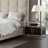 2-Door End Table in Dark Brown With Silver Metal Frame Nightstands LOOMLAN By Diamond Sofa