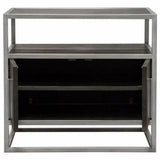 2-Door End Table in Dark Brown With Silver Metal Frame Nightstands LOOMLAN By Diamond Sofa