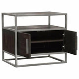 2-Door End Table in Dark Brown With Silver Metal Frame Nightstands LOOMLAN By Diamond Sofa