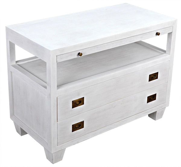 2-Drawer Wood Rectangle Side Table with Sliding Tray Side Tables LOOMLAN By Noir