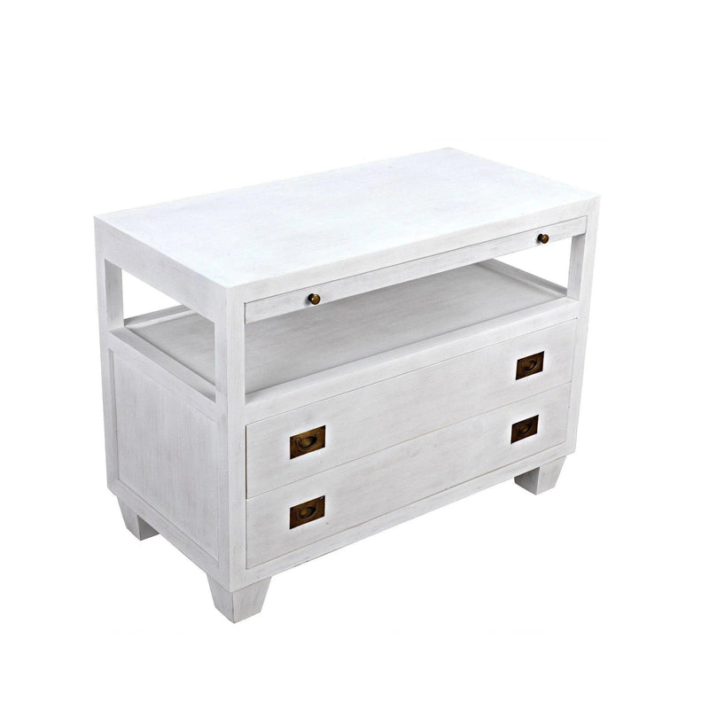 2-Drawer Wood Rectangle Side Table with Sliding Tray