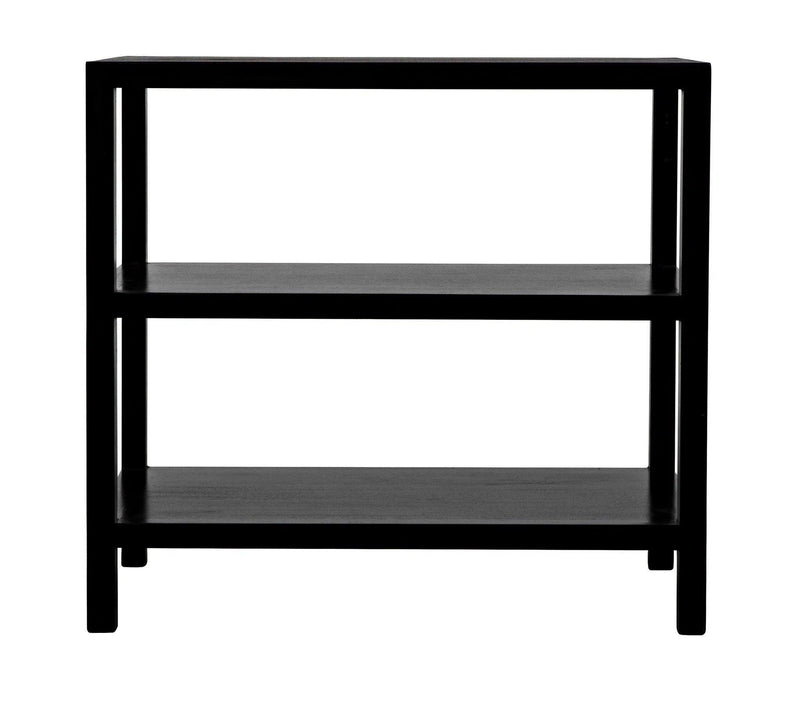 2 Shelf Wood Black Rectangle Side Table Side Tables LOOMLAN By Noir