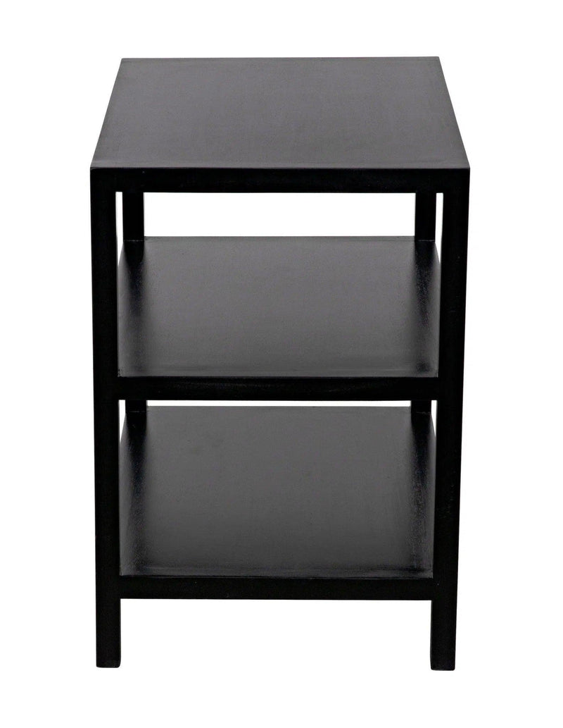 2 Shelf Wood Black Rectangle Side Table Side Tables LOOMLAN By Noir