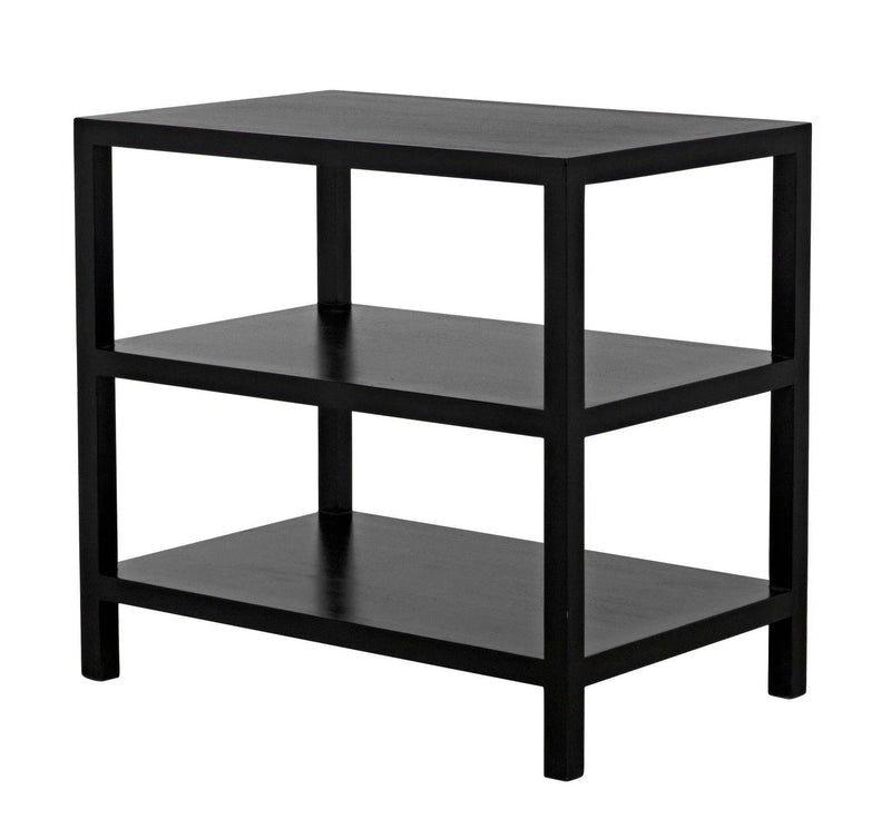 2 Shelf Wood Black Rectangle Side Table Side Tables LOOMLAN By Noir