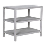 2 Shelf Wood White Rectangle Side Table, White Wash Side Tables LOOMLAN By Noir