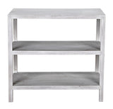 2 Shelf Wood White Rectangle Side Table, White Wash Side Tables LOOMLAN By Noir