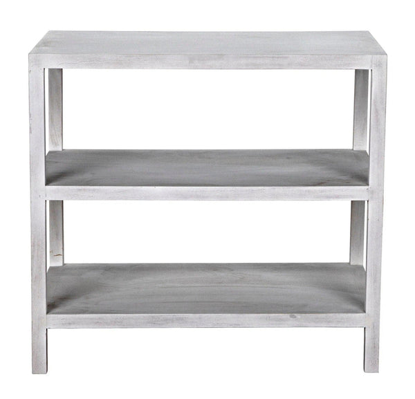 2 Shelf Wood White Rectangle Side Table, White Wash Side Tables LOOMLAN By Noir