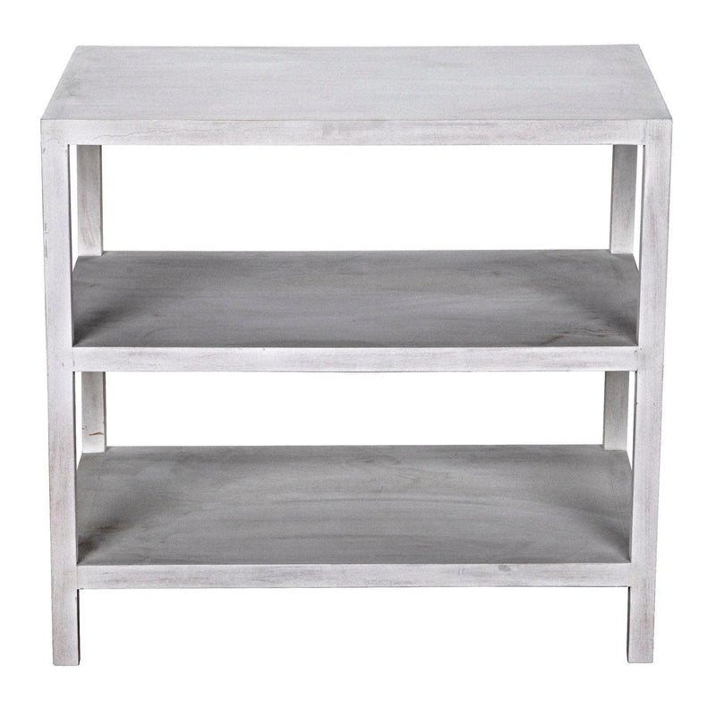 2 Shelf Wood White Rectangle Side Table, White Wash Side Tables LOOMLAN By Noir