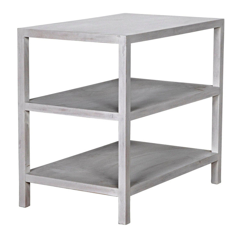 2 Shelf Wood White Rectangle Side Table, White Wash Side Tables LOOMLAN By Noir