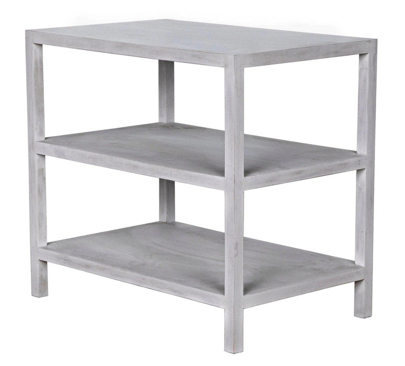 2 Shelf Wood White Rectangle Side Table, White Wash Side Tables LOOMLAN By Noir