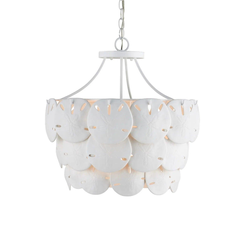 20.75 in. Tulum Iron and Bone China White Chandelier Chandeliers LOOMLAN By Currey & Co