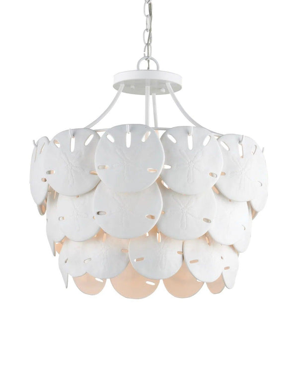 20.75 in. Tulum Iron and Bone China White Chandelier Chandeliers LOOMLAN By Currey & Co