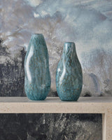 20 in. Tyne Blue Glass Vase Vases & Jars LOOMLAN By Currey & Co