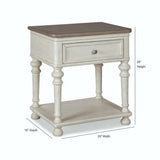 20" White Two-Tone Wooden Nightstand Nightstands LOOMLAN By Panama Jack