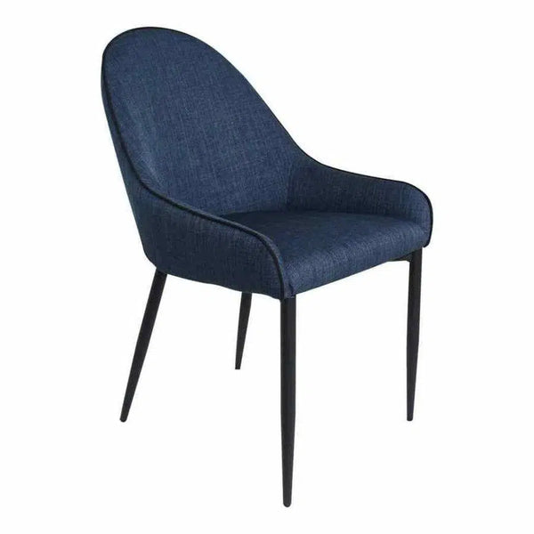 21.5 Inch Dining Chair Dark Blue (Set of 2) Blue Modern Dining Chairs LOOMLAN By Moe's Home