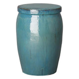 21 in. Drum Too Ceramic Outdoor Garden Stool Outdoor Stools LOOMLAN By Emissary