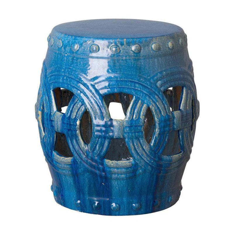 21 in. Eternity Ceramic Outdoor Garden Stool Outdoor Stools LOOMLAN By Emissary