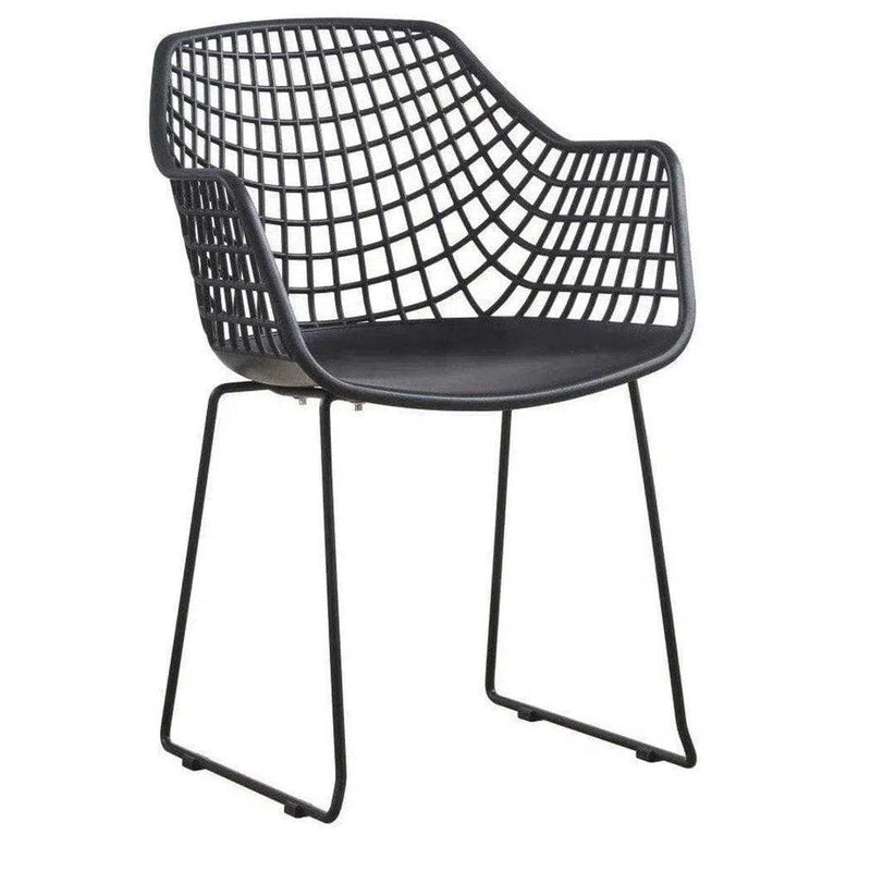 22.5 Inch Chair Black (Set of 2) Black Contemporary Outdoor Accent Chairs LOOMLAN By Moe's Home