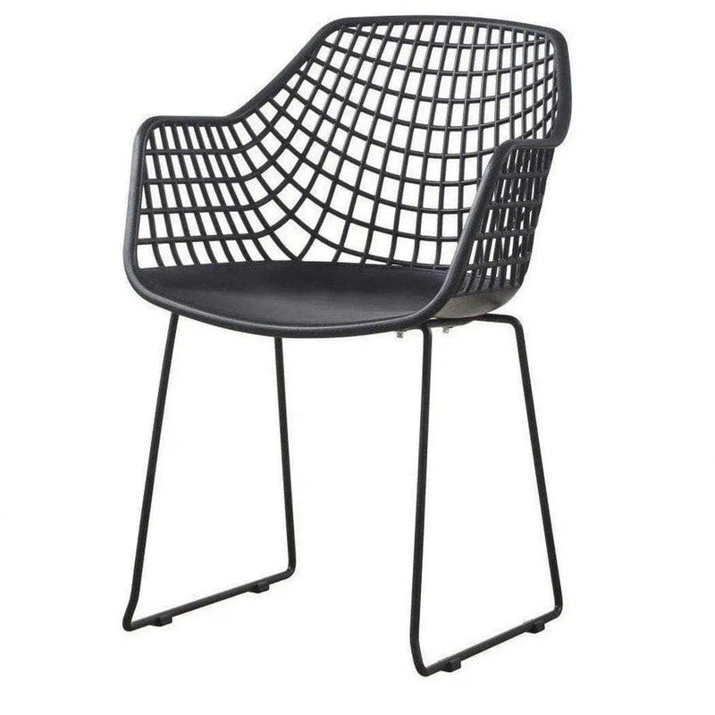 22.5 Inch Chair Black (Set of 2) Black Contemporary Outdoor Accent Chairs LOOMLAN By Moe's Home