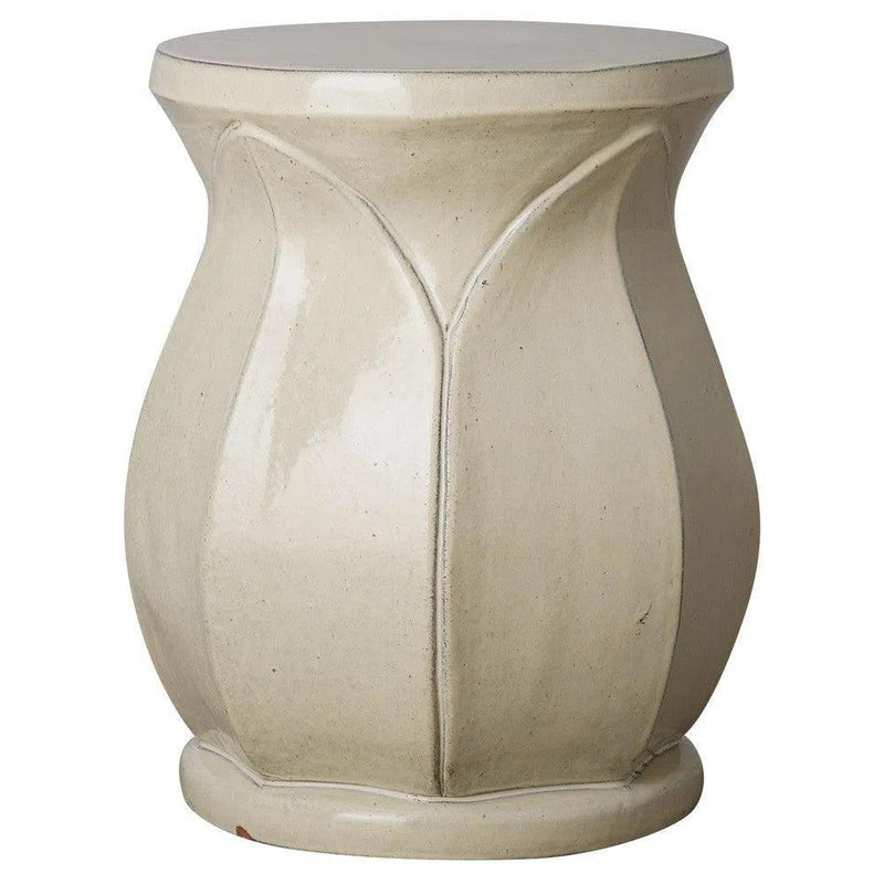 22 in. Large Lotus Ceramic Outdoor Garden Stool Outdoor Stools LOOMLAN By Emissary