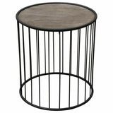 22" Round End Table with Grey Oak Finished Top and Metal Base Side Tables LOOMLAN By Diamond Sofa