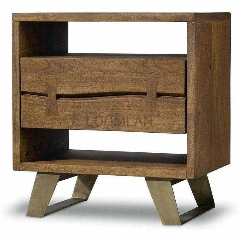 22" Rustic Live Edge Butterfly Joint 1 Drawer Nightstand Nightstands LOOMLAN By LOOMLAN