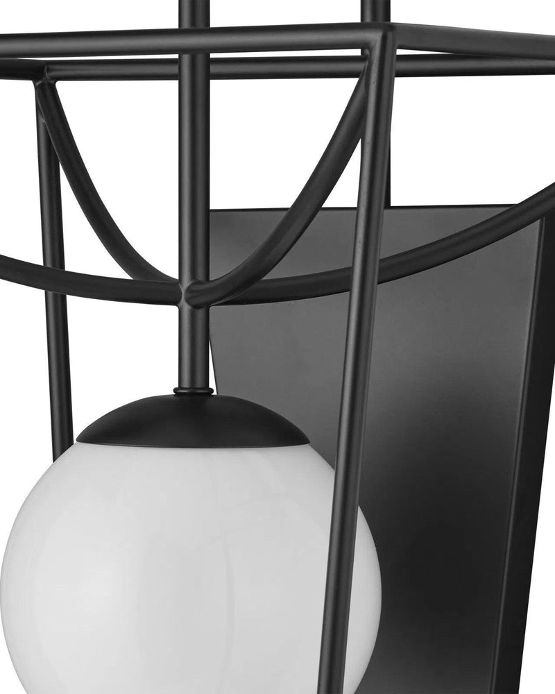 23.5 in. Rochefort Metal and Glass Black Wall Sconce Wall Sconces LOOMLAN By Currey & Co