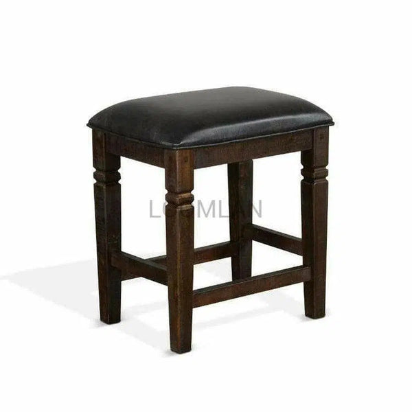 24" Dark Rustic Backless Counter Stool Padded Leather Seat Counter Stools LOOMLAN By Sunny D