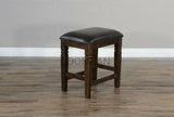 24" Dark Rustic Backless Counter Stool Padded Leather Seat Counter Stools LOOMLAN By Sunny D