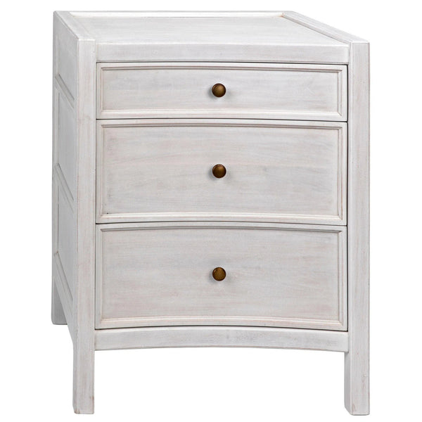 24" Hampton Wood White Night Stand With Drawers Nightstands LOOMLAN By Noir