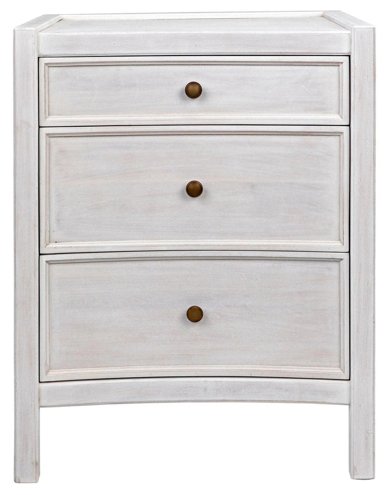 24" Hampton Wood White Night Stand With Drawers Nightstands LOOMLAN By Noir